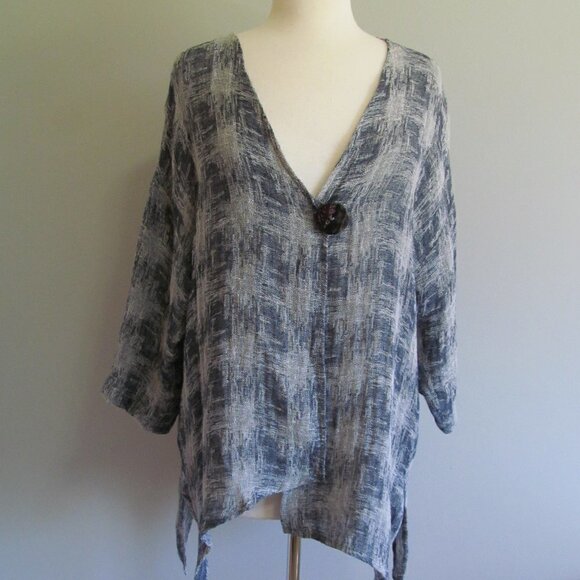 Chalet Et Ceci Lagenlook Linen Blend Top Blouse - Picture 1 of 12